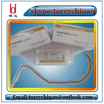 Catgut chromic absorbible, paquete estéril de la sutura, material médico de la adhesión y de la sutura Propiedades USP1 # long75cm
